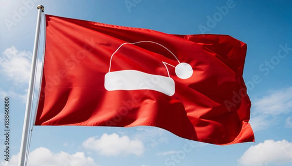 Obraz Red Flag with Santa Hat
