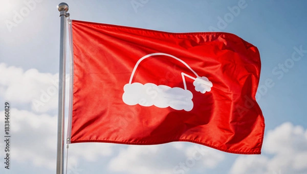 Obraz Red Flag with Santa Hat