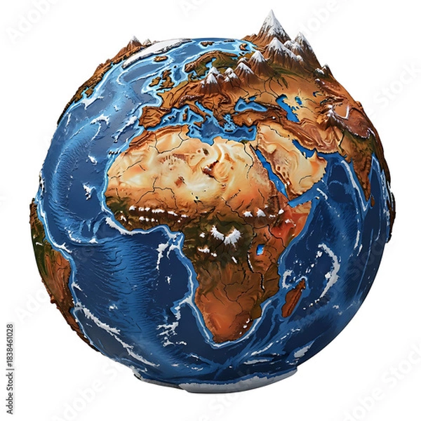 Obraz Detailed globe of earth with visible continents and oceans
