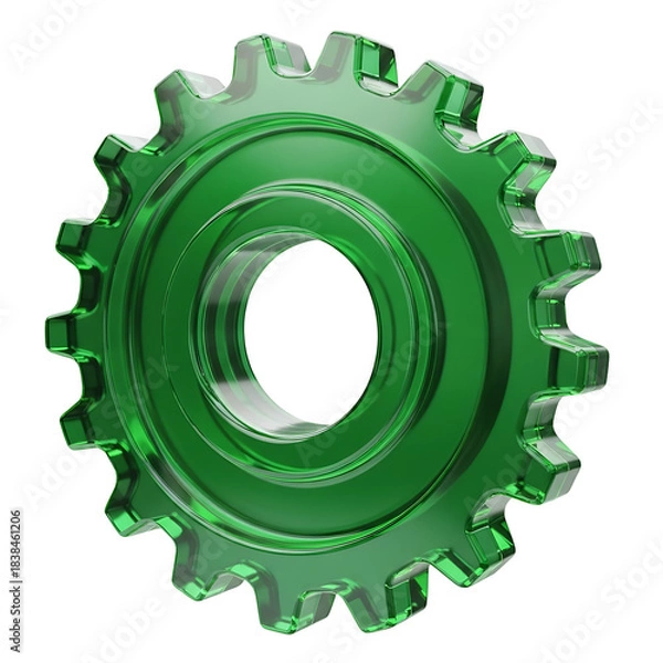 Obraz Green sprocket with central hole and jagged teeth