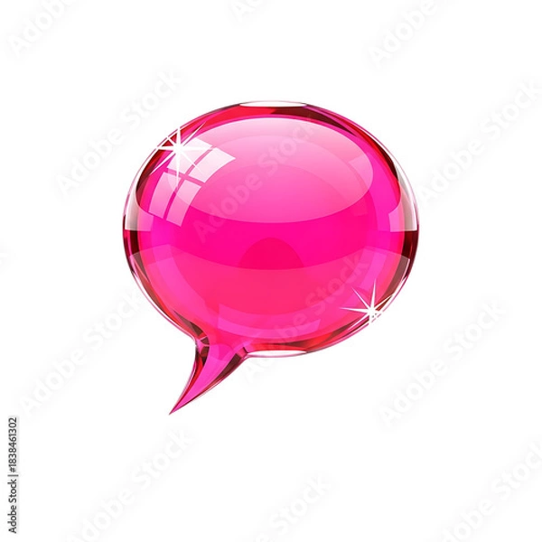 Obraz Glossy pink speech bubble icon