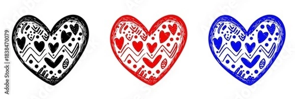 Obraz Cute simple doodle heart isolated on white or transparent PNG background. Perfect for love, valentine, and romantic designs. Premium hand-drawn heart graphic for creative design projects.