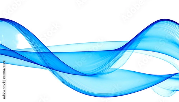 Obraz Abstract blue curving light trails float across a black background, creating an ethereal form