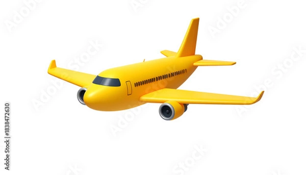 Obraz Bright yellow stylized airplane in flight against a stark black background
