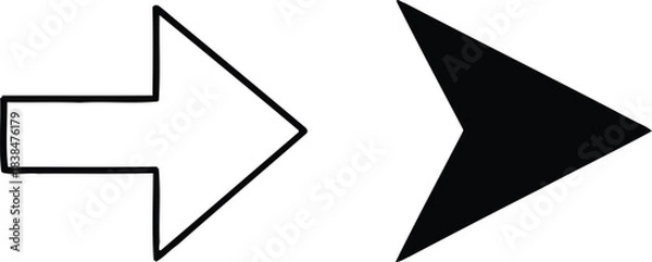 Obraz Two Arrows Pointing Right Outline Arrow with Thick Black Border and Solid Arrow