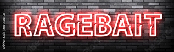 Obraz Vector neon sign of Ragebait text isolated on wall background.