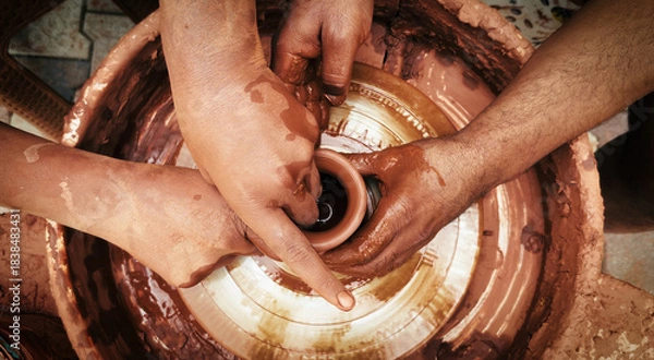 Obraz Working With Clay Pot in Ceramic Workshop