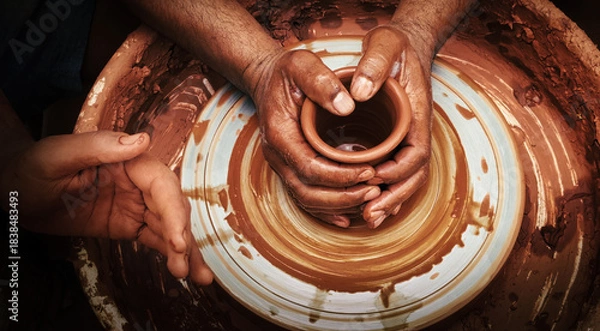 Obraz Working With Clay Pot in Ceramic Workshop
