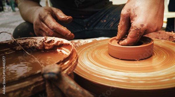 Obraz Working With Clay Pot in Ceramic Workshop