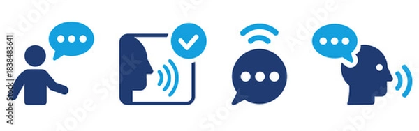 Fototapeta Voice and Speaking Icons. Communication, Speech Bubble and Talk Solid vector icon symbol illustration.