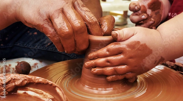 Obraz Working With Clay Pot in Ceramic Workshop