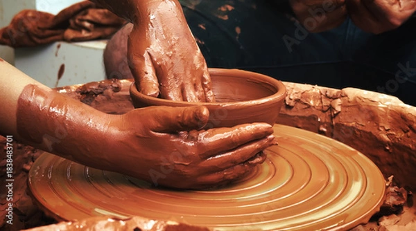 Obraz Working With Clay Pot in Ceramic Workshop