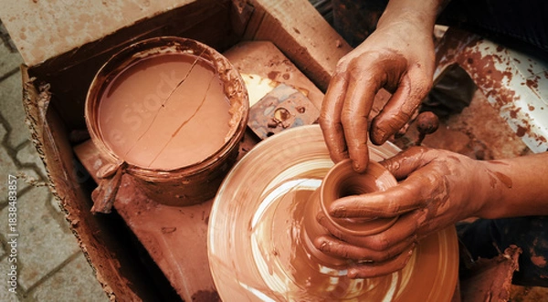Obraz Working With Clay Pot in Ceramic Workshop