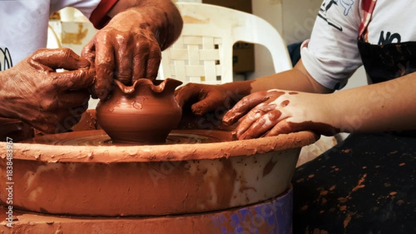 Obraz Working With Clay Pot in Ceramic Workshop