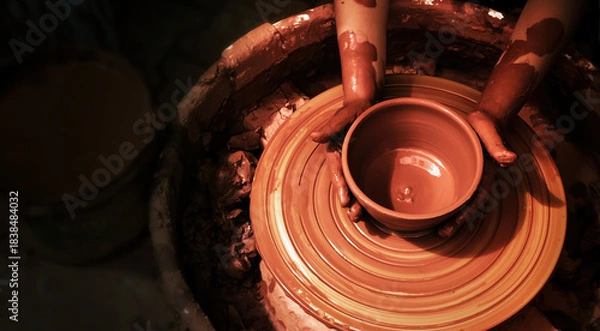 Obraz Working With Clay Pot in Ceramic Workshop