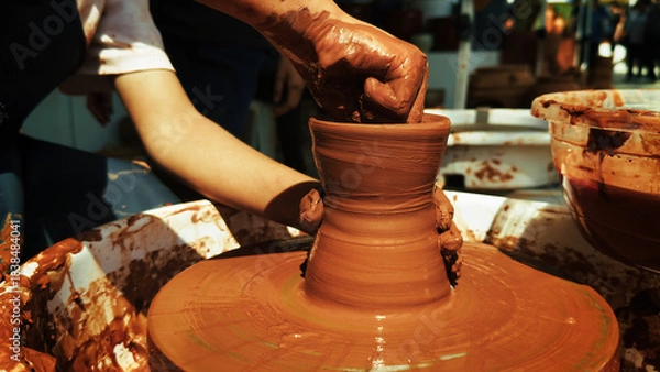 Obraz Working With Clay Pot in Ceramic Workshop