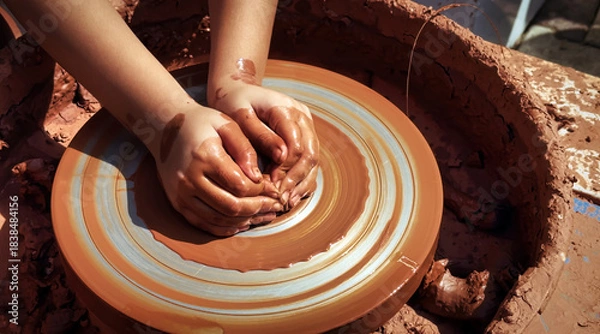 Obraz Working With Clay Pot in Ceramic Workshop