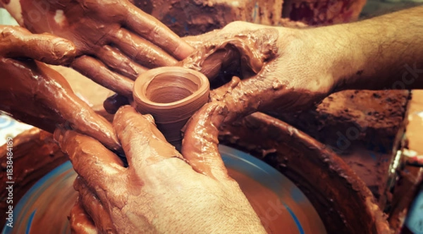 Obraz Working With Clay Pot in Ceramic Workshop