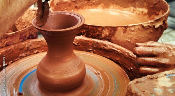 Obraz Working With Clay Pot in Ceramic Workshop