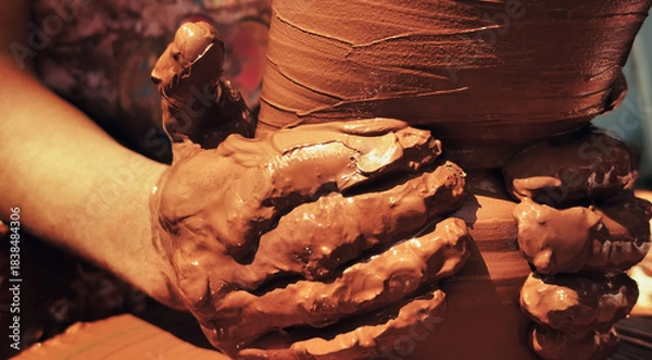 Obraz Working With Clay Pot in Ceramic Workshop