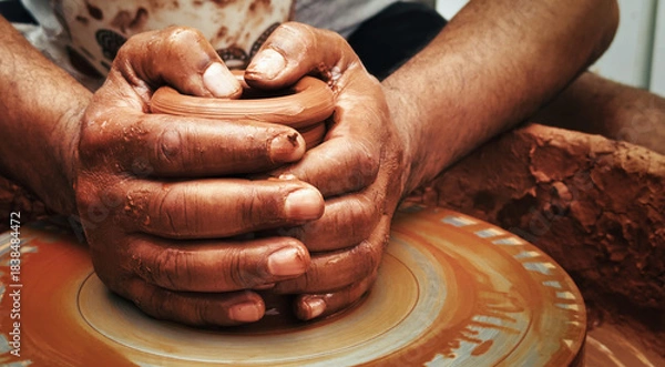 Obraz Working With Clay Pot in Ceramic Workshop