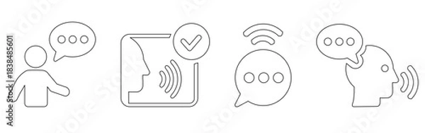 Fototapeta Voice and Speaking Icons set with editable stroke containoing Communication, Speech Bubble and Talk 