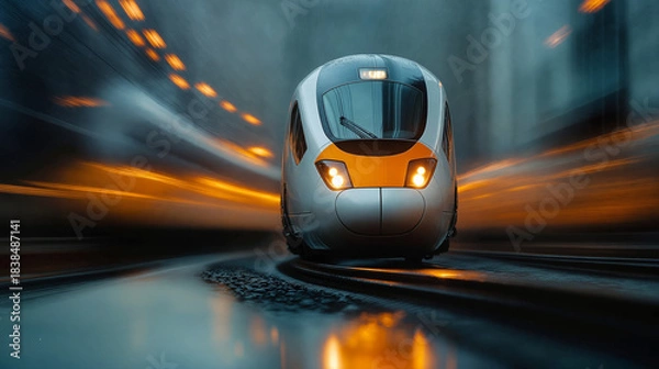 Obraz modern high-speed train - generative ai