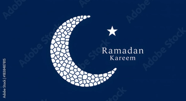 Fototapeta Crescent moon and star with Ramadan Kareem text image