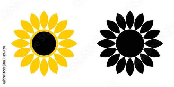 Fototapeta Simple Sunflower Head Plant Symbol Icon Set. Vector image.	