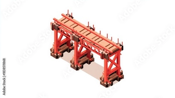 Obraz Box girder bridge isometric vector icon, construction symbol illustration