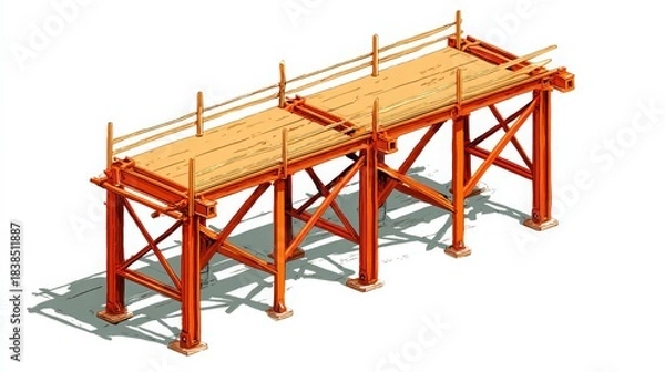 Obraz Box girder bridge isometric vector icon, construction symbol illustration