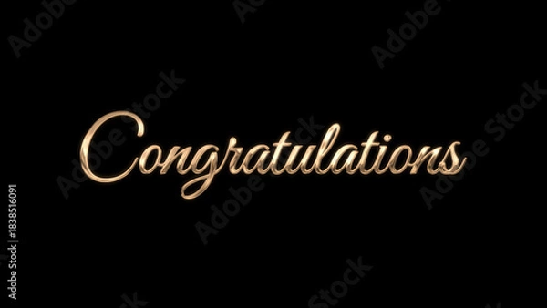 Obraz Golden Congratulations Lettering Image. Perfect for festivals, birthdays, celebrations, anniversaries, and weddings. Congratulations text animation.
