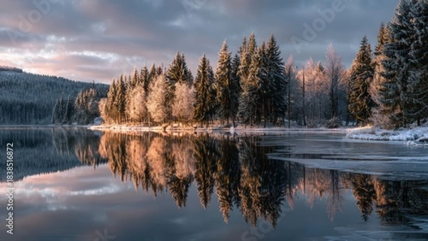 Obraz Winter Nature with Mirror Reflection