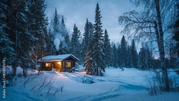 Obraz Winter Escape Cabin in Forest