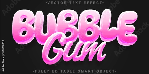 Obraz Bubble Gum Sweet Candy Bubble Gum Gummy  Vector Fully Editable Smart Object Text Effect