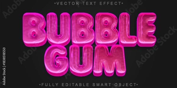 Obraz  Bubble Gum Candy Style Vector Fully Editable Smart Object Text Effect
