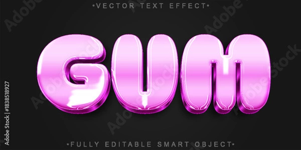 Obraz  Gum Candy Sweet Vector Fully Editable Smart Object Text Effect