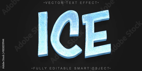 Obraz Ice Cold Frozen Winter Snow Vector Fully Editable Smart Object Text Effect