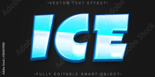 Obraz Ice Cold Frozen Winter Snow Vector Fully Editable Smart Object Text Effect