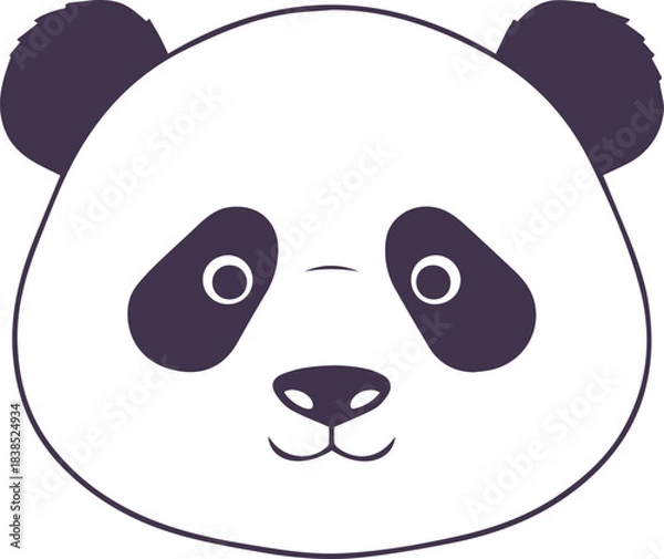 Obraz  Panda Face Minimal Outline