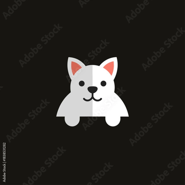 Obraz Cute cat icon logo flat vector design
