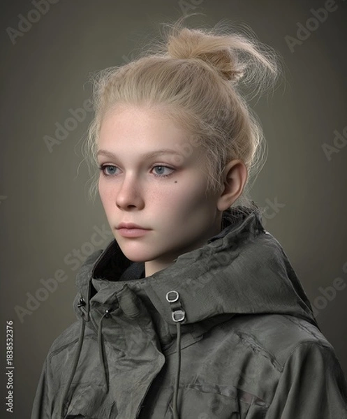 Fototapeta Sasha Blouse realistic 3D portrait of a young woman