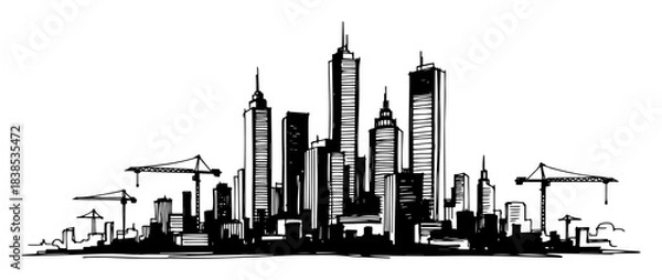 Obraz modern city skyline under construction vector shape silhouette