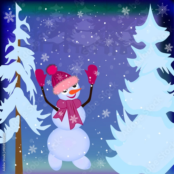 Obraz christmas card with snowman