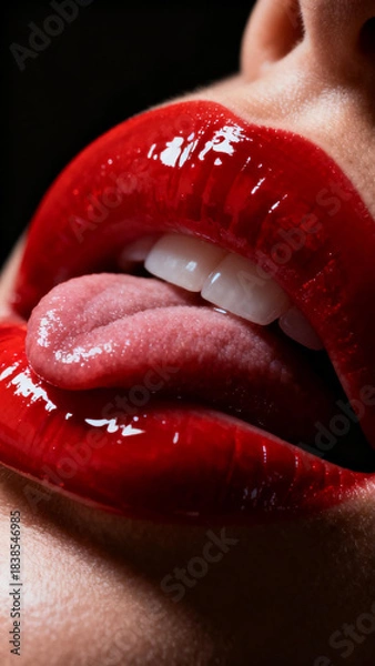 Fototapeta 舌なめずりする女性の口元