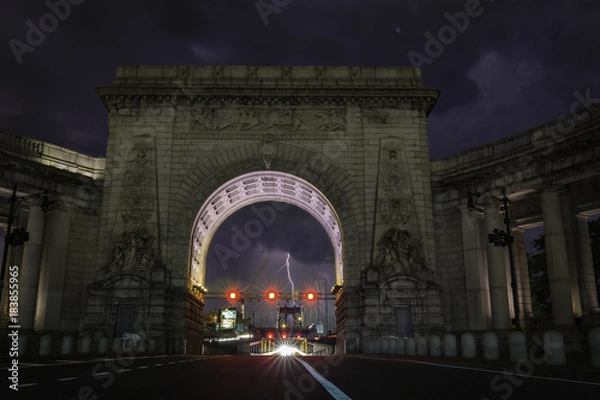 Obraz NY Bridge With Lightning 