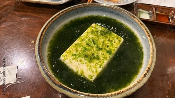 Fototapeta 豆腐の青さ海苔あんかけスープ
