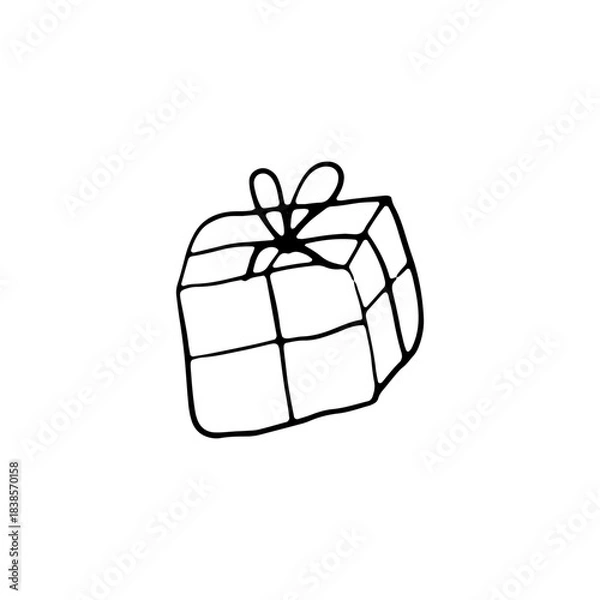 Fototapeta Christmas Present Gift Box Doodle