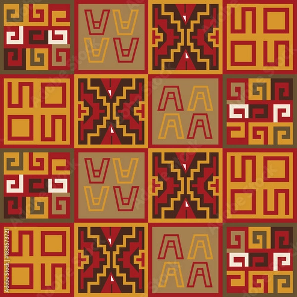 Obraz Inca Geometric Pattern – Pre-Columbian Motif Repeating Background