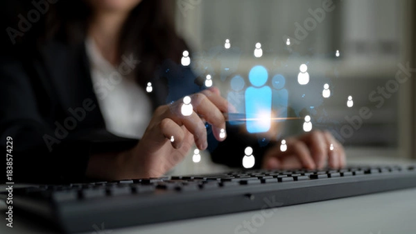 Obraz Professional networking expands business connections, fosters collaboration, and builds digital relationships for new opportunities. Latch